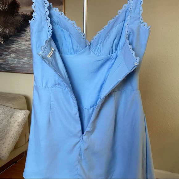 HOUSE OF CB 'Tilly' Blue Pin Tuck Mini Dress NWOT size L - Picture 7 of 11